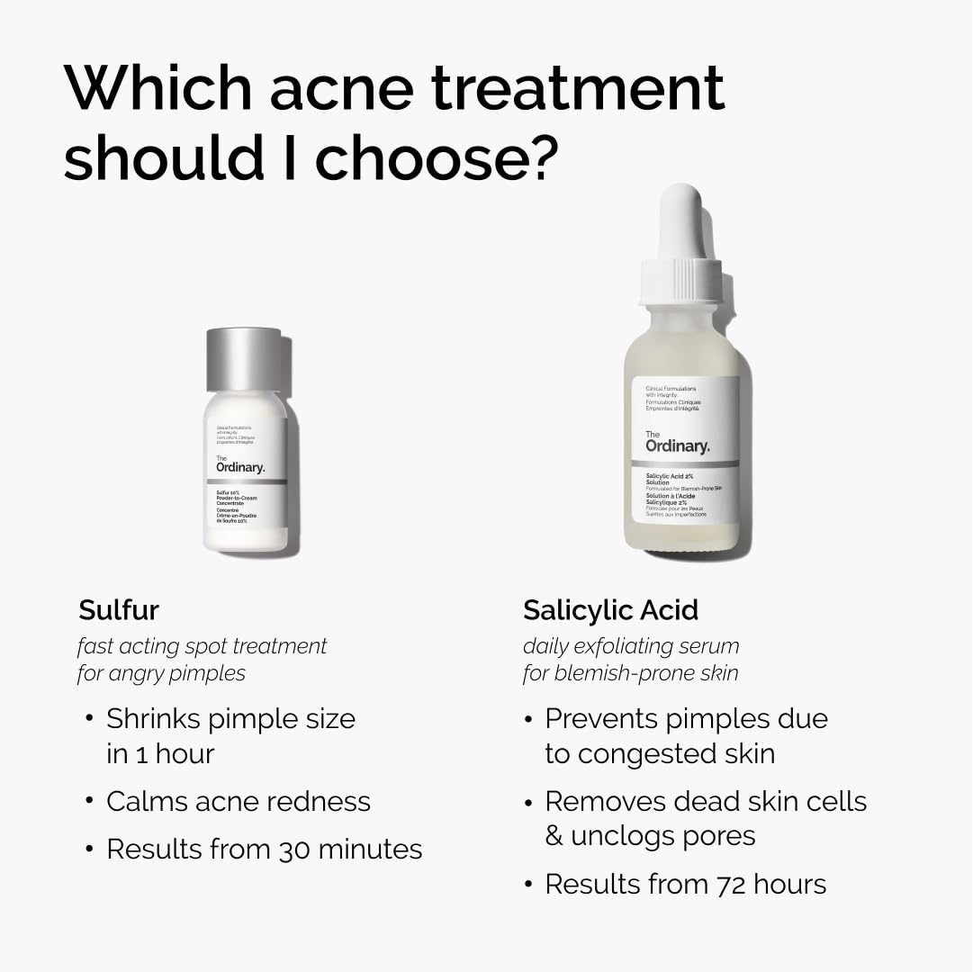 The Ordinary sulfur 10% ingredient note suggests pore-decongesting action