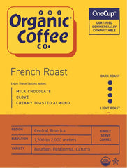 The Organic Coffee Co. compostable OneCup packaging and plant-based materials.
