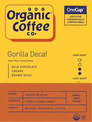 Gorilla Decaf pod ready for Keurig brewing delivers a quick, single-serve cup.
