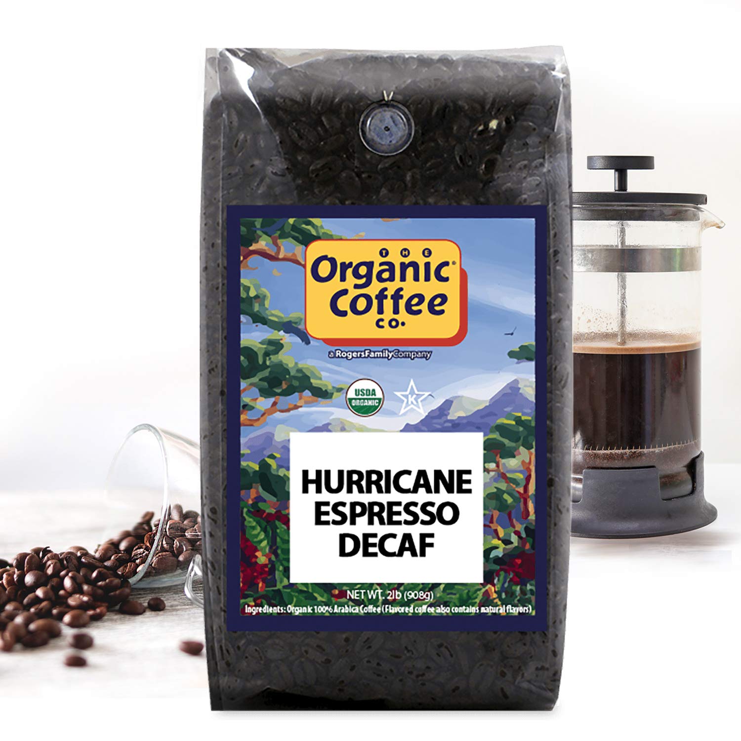 The Organic Coffee Co. Hurricane Espresso Decaf—rich shot with calm finish, ideal espresso at home.