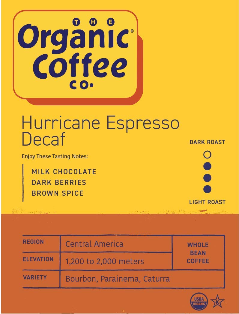 The Organic Coffee Co. Hurricane Espresso Decaf, pour-over setup ready for aromatic morning ritual.