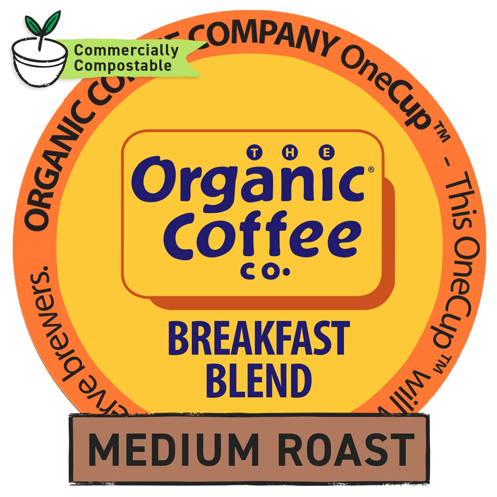 The Organic Coffee Co. OneCup pods for Breakfast Blend brew easily in Keurig machines.