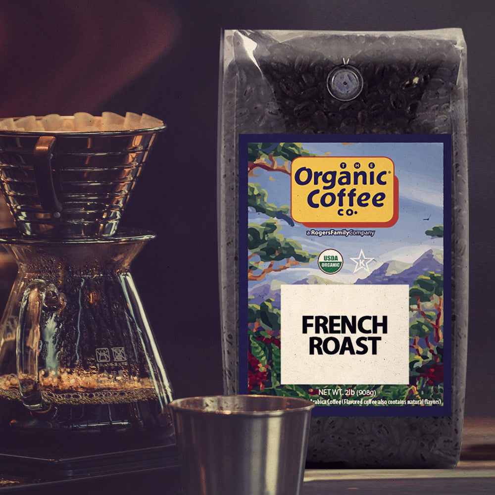 The Organic Coffee Co. USDA Organic seal on packaging highlights sustainable sourcing.