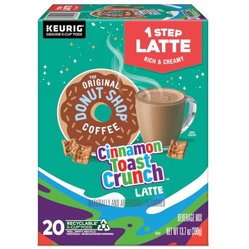 The Original Donut Shop Cinnamon Toast Crunch One Step Latte K-Cup pods kitchen cupboard