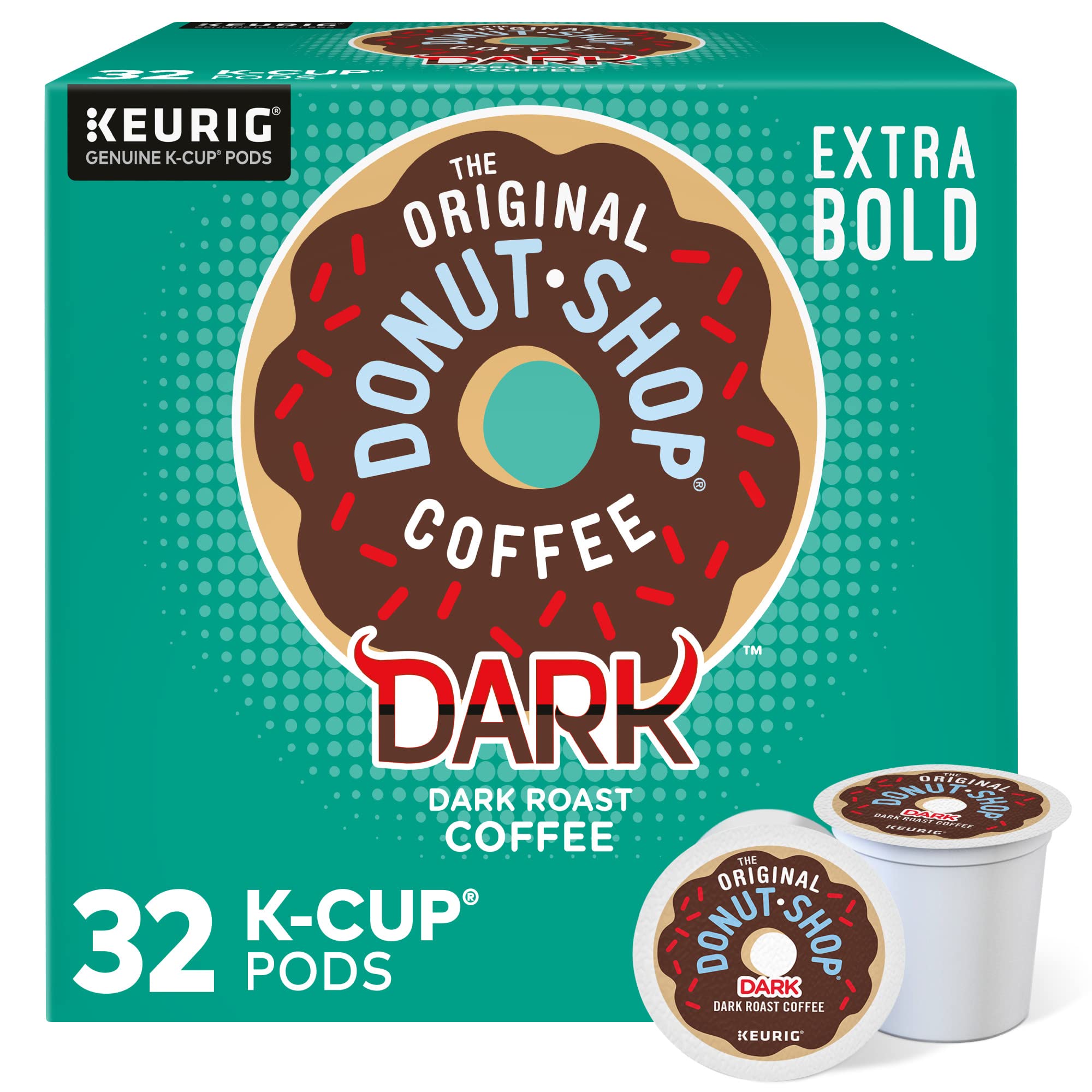 The Original Donut Shop Dark pod closeup highlighting bold flavor.