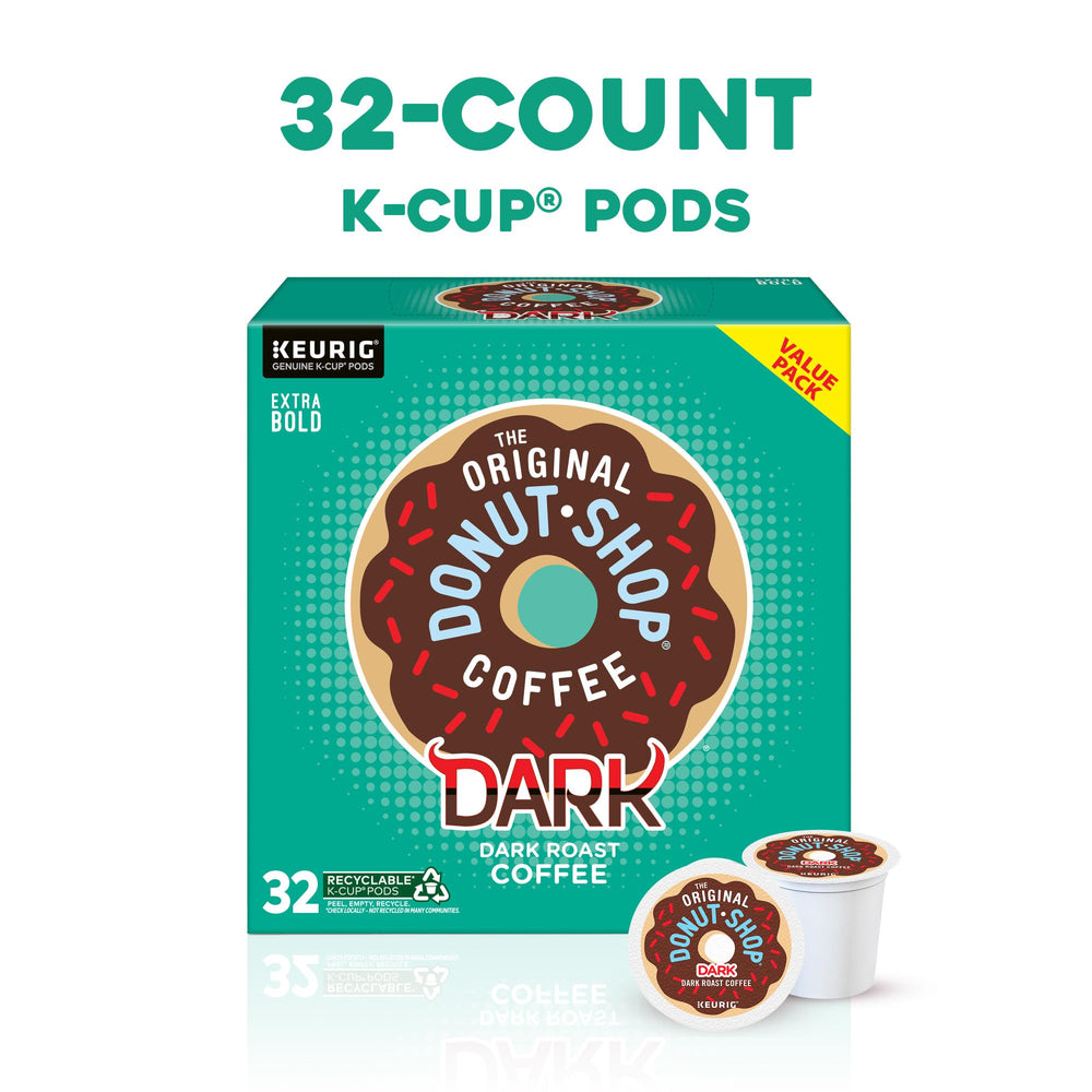 The Original Donut Shop Dark roast brew in cup captures rich aroma.