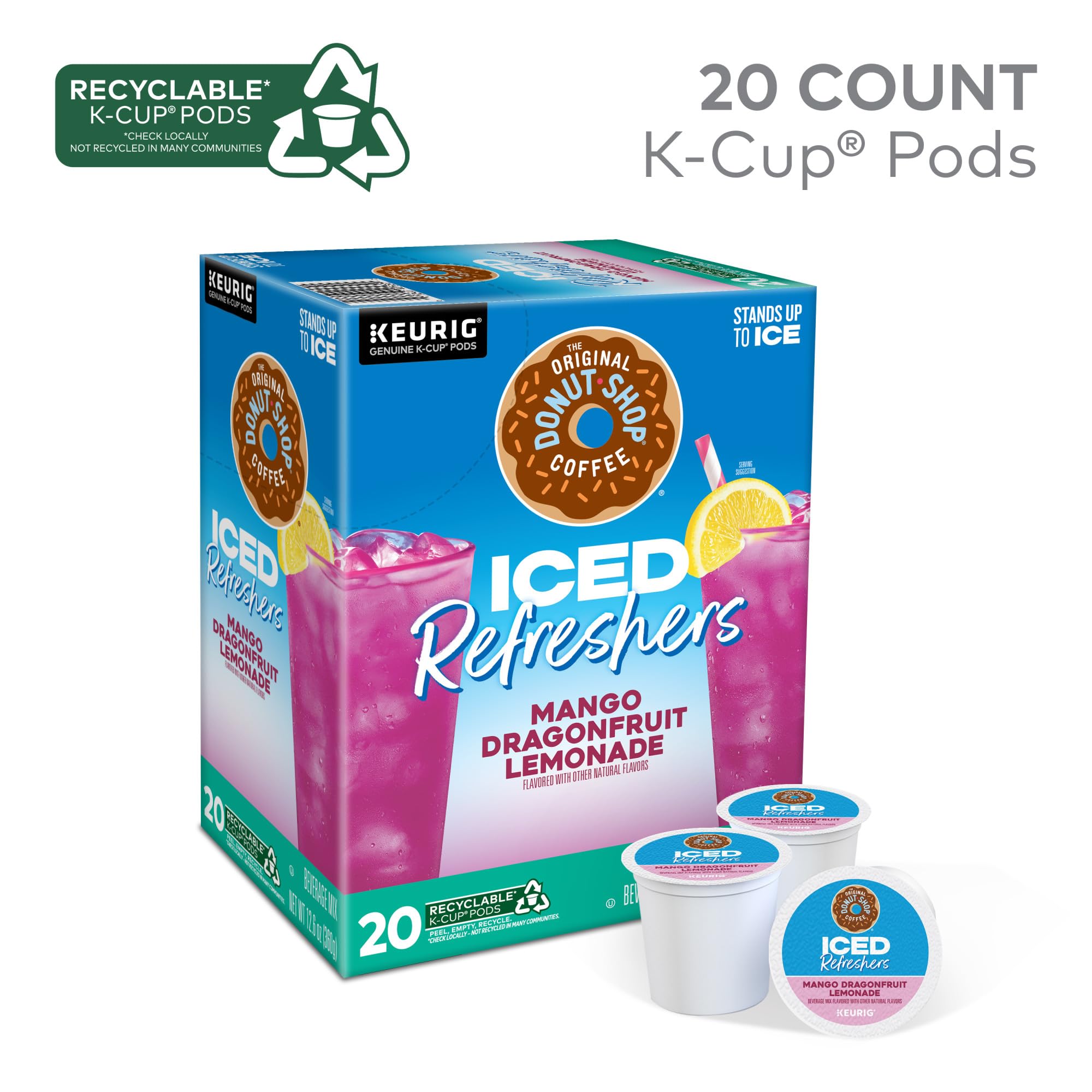 The Original Donut Shop iced refreshers brew-over-ice setup highlights café-style flavor at home.