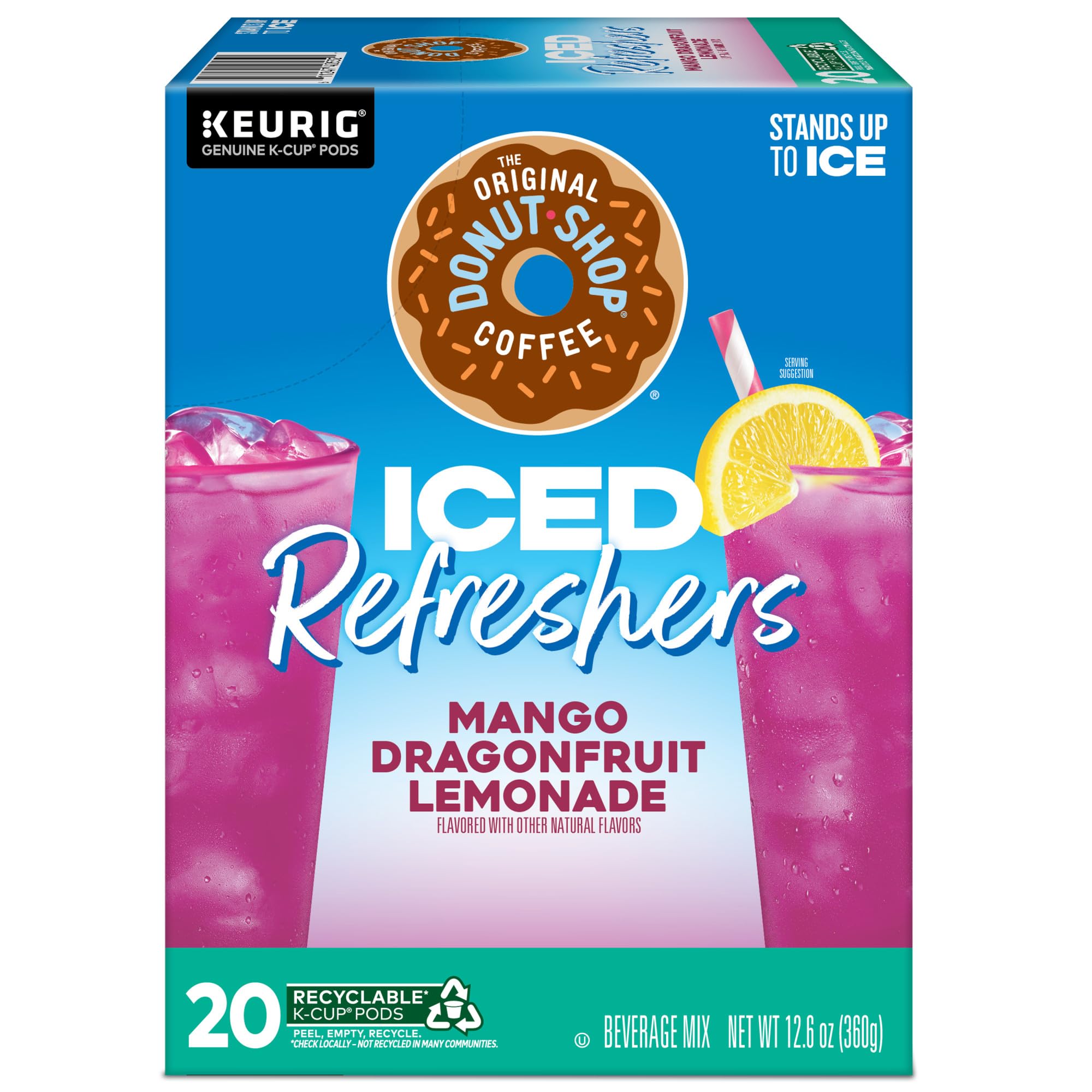 The Original Donut Shop mango-dragonfruit-lemonade label close-up emphasizes flavor balance.