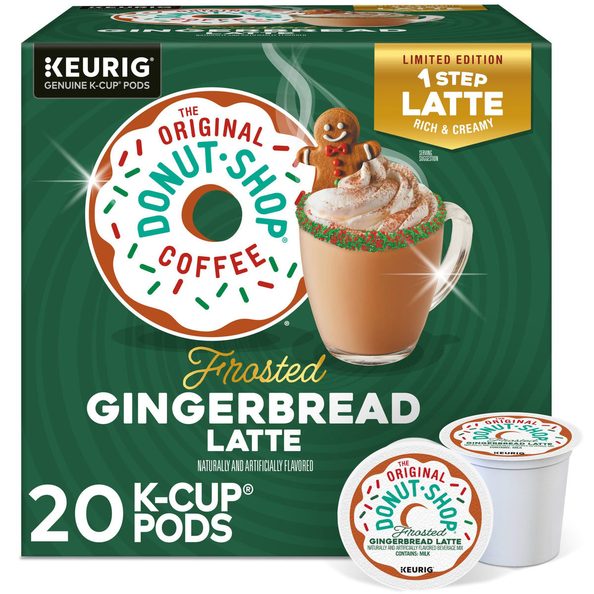 The Original Donut Shop One Step Latte Frosted Gingerbread K-Cup pod for instant, creamy latte at home