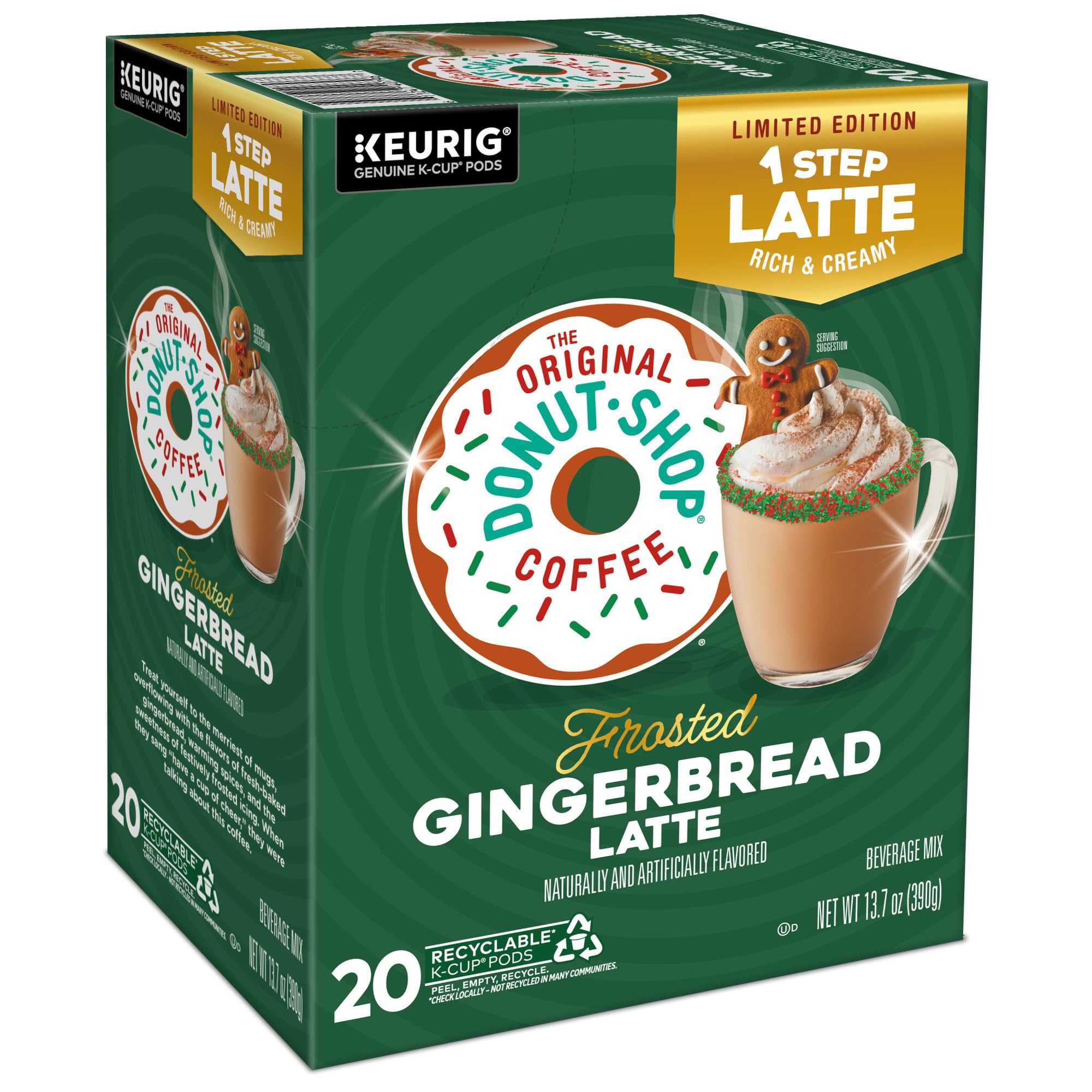 The Original Donut Shop One Step Latte K-Cup pod with recyclable packaging where available