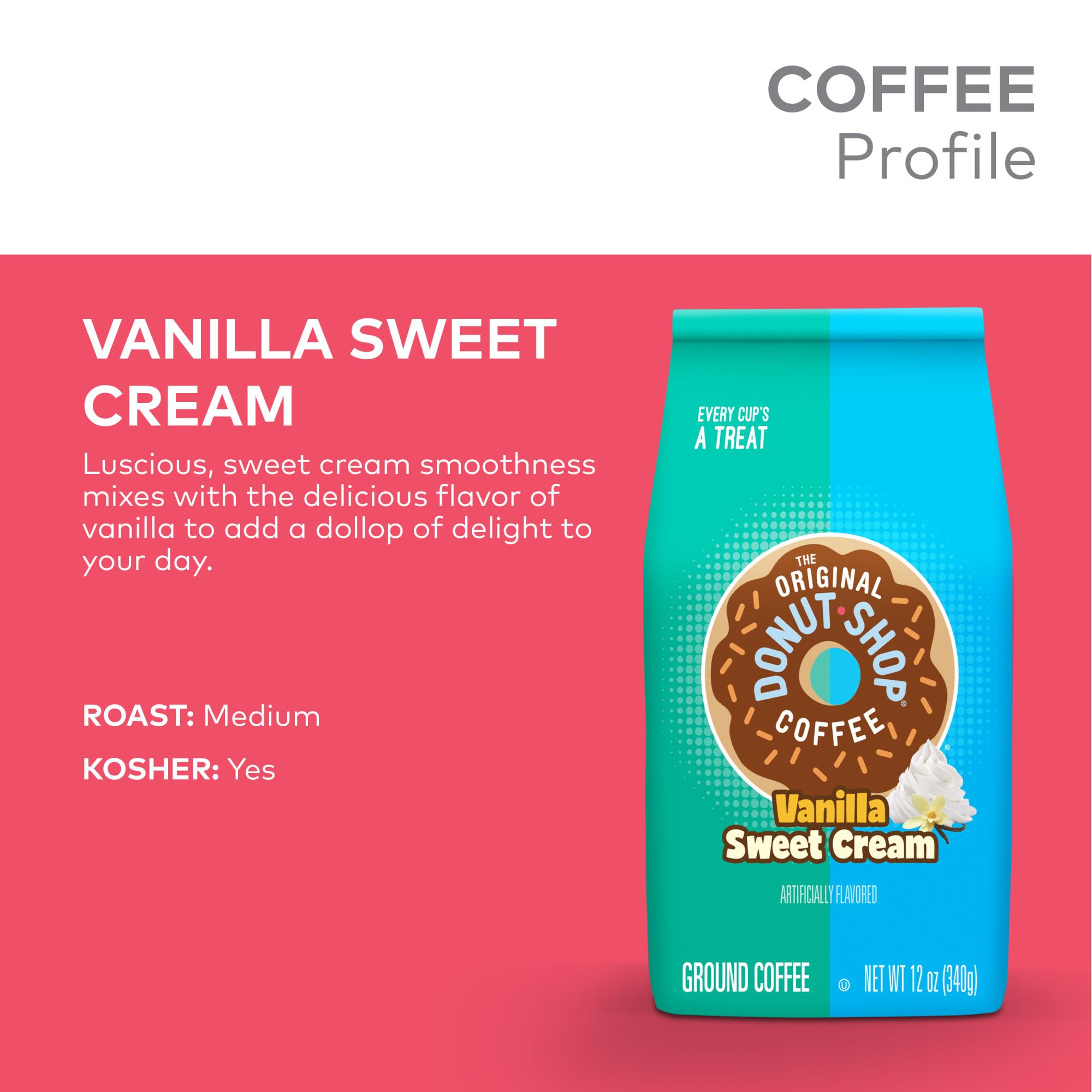 The Original Donut Shop vanilla sweet cream coffee brew delivers balanced sweetness.