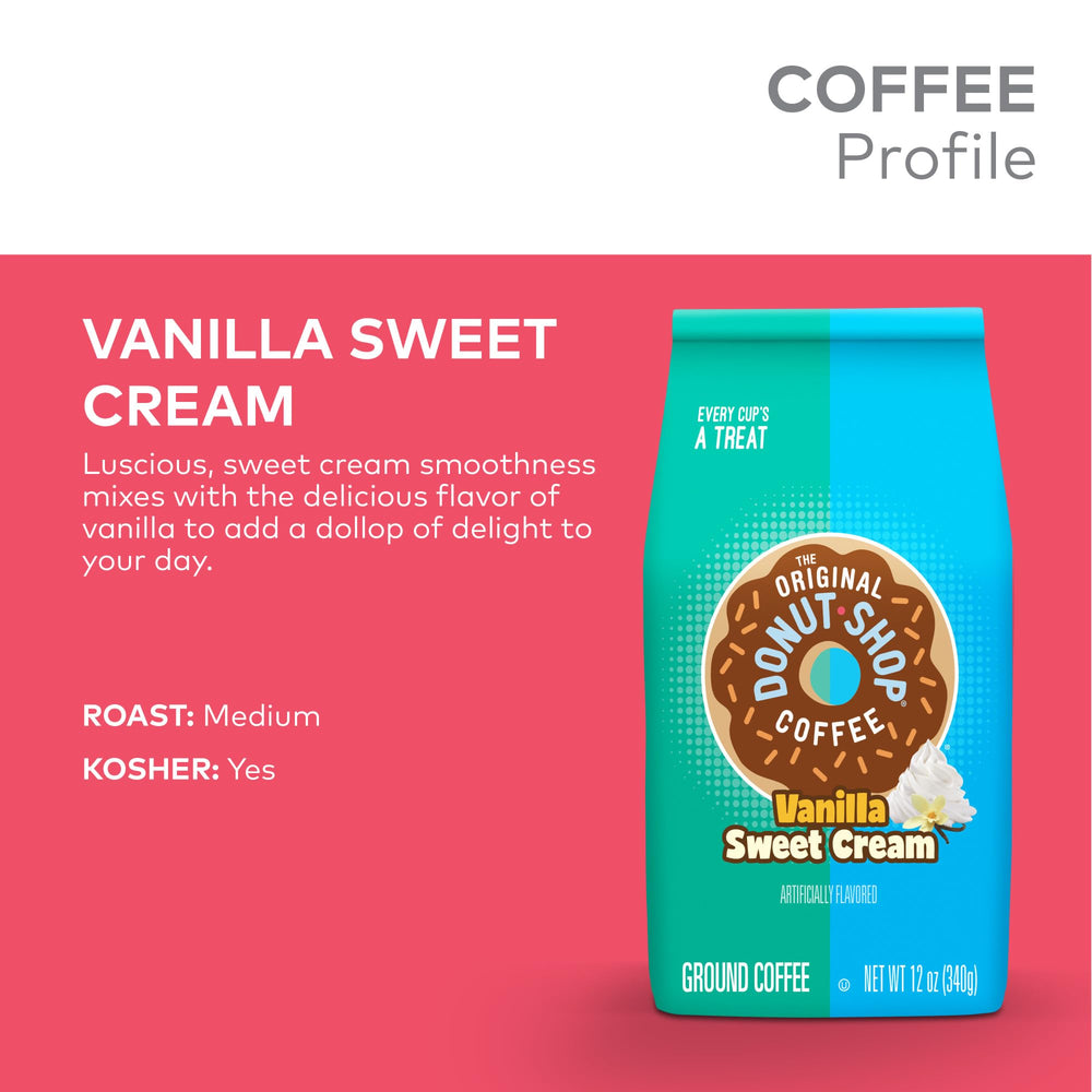 The Original Donut Shop vanilla sweet cream coffee brew delivers balanced sweetness.