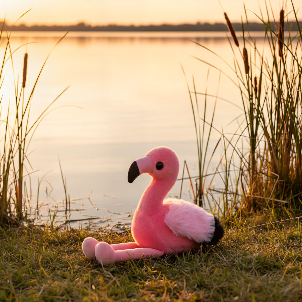 The Petting Zoo flamingo plush gift-ready packaging makes gifting easy.