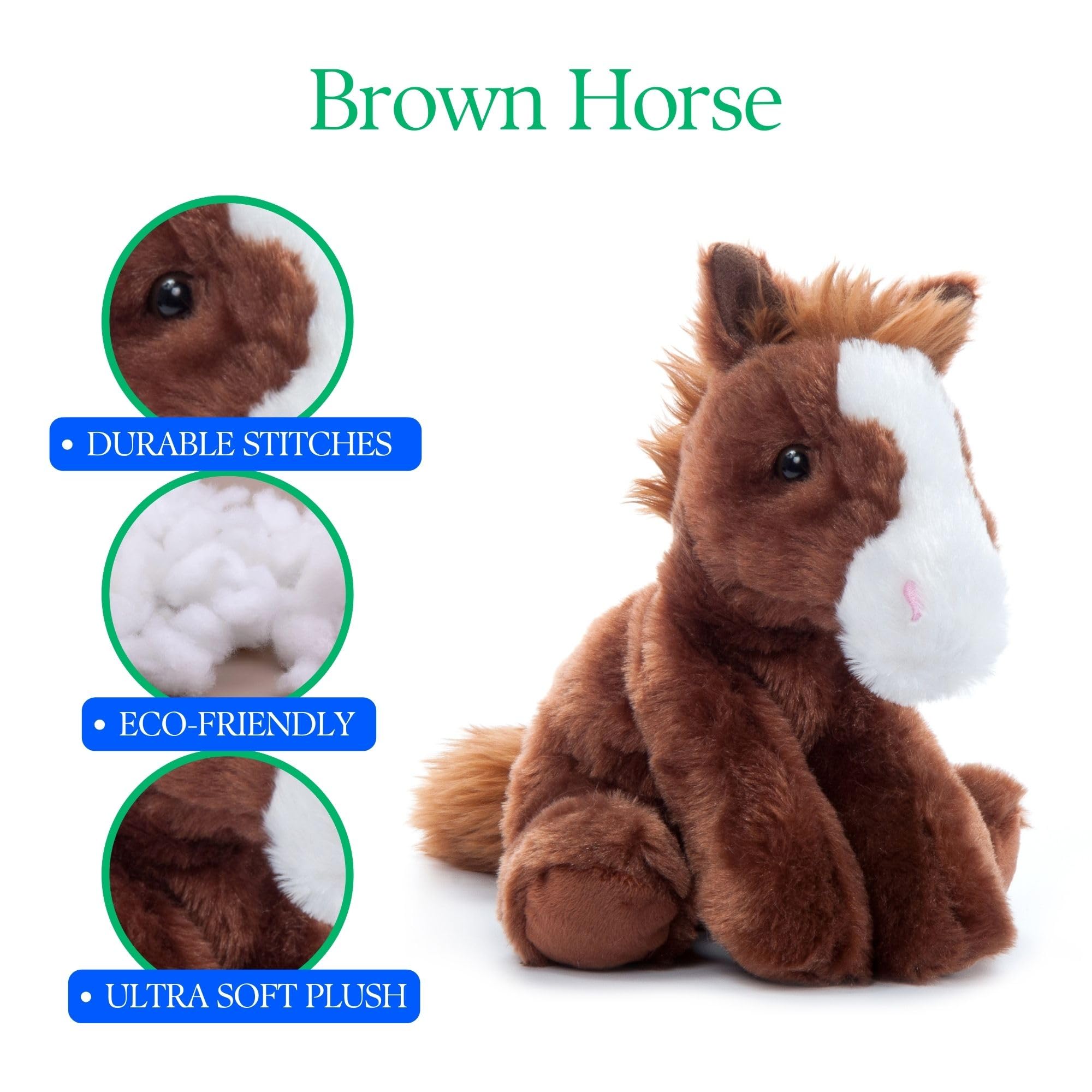 The Petting Zoo floppy horse durable stitching withstands active play.