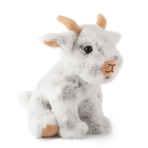 The Petting Zoo goat plush showcases a bright multicolor pattern.