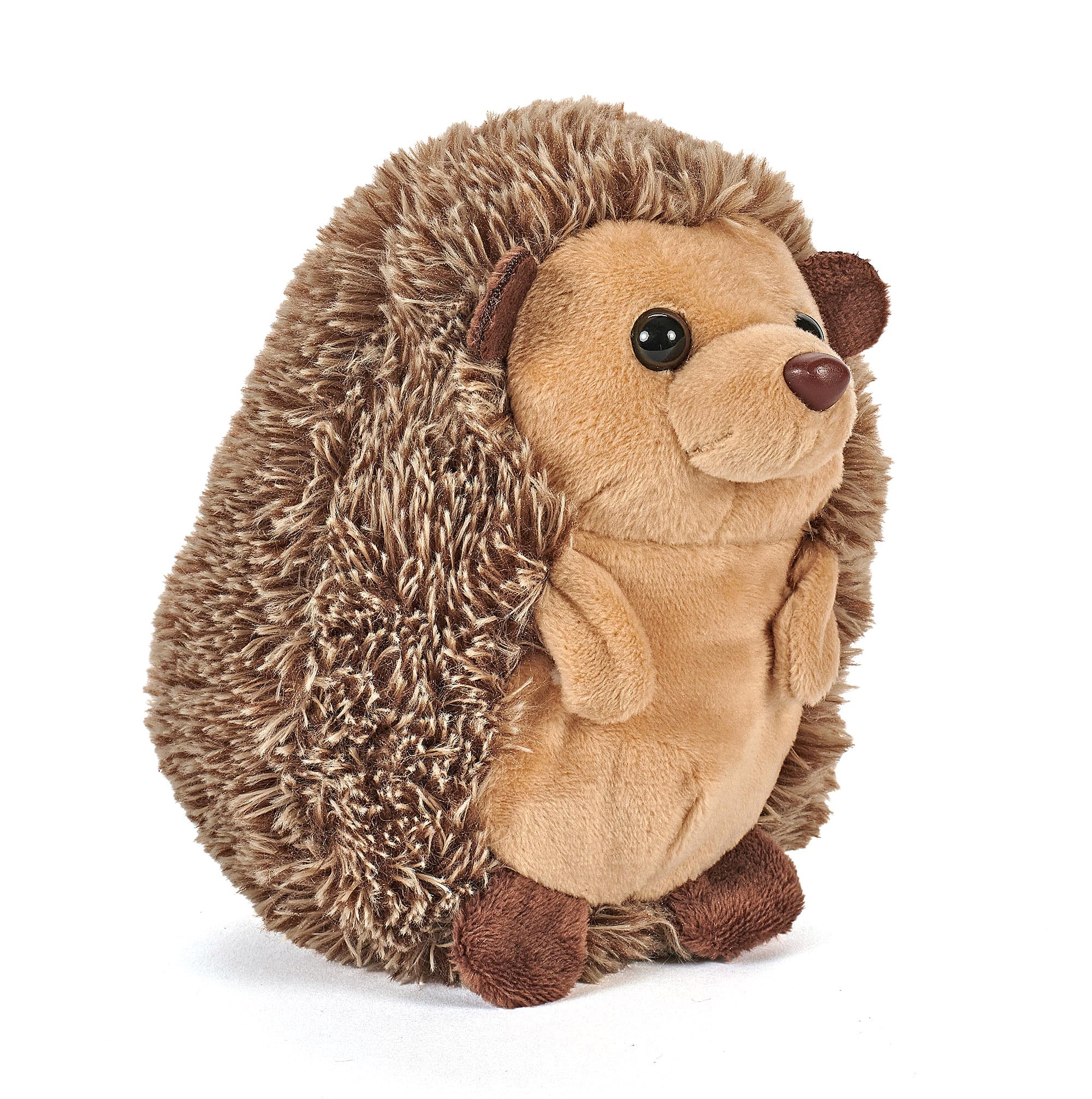 The Petting Zoo hedgehog plush in sitting pose offers cozy desk buddy comfort.