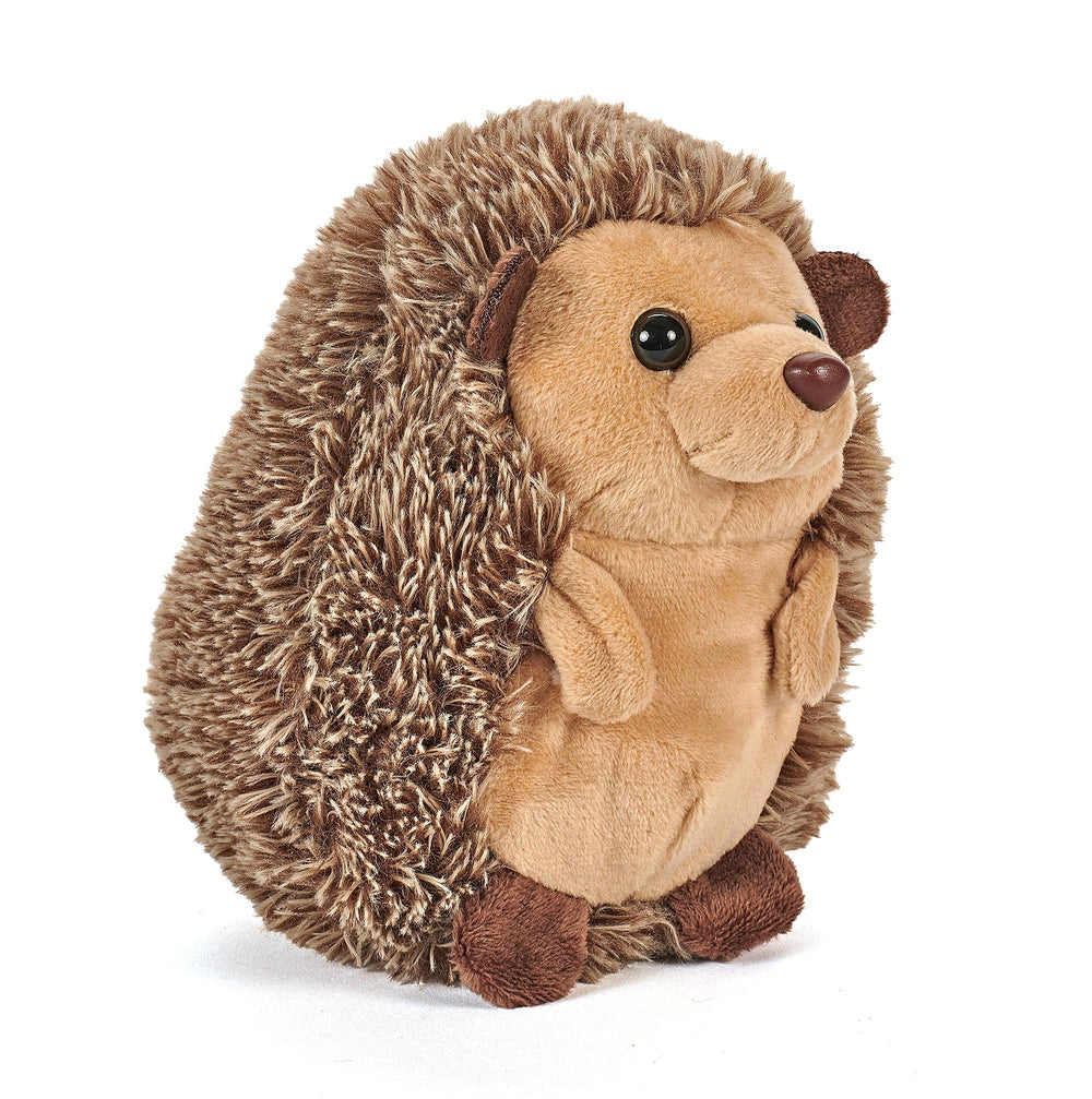 The Petting Zoo hedgehog plush in sitting pose offers cozy desk buddy comfort.