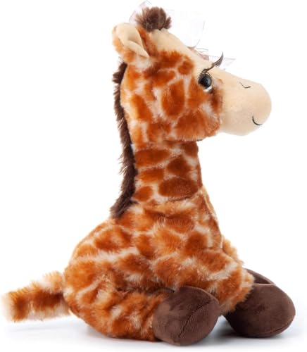The Petting Zoo Lash'z giraffe uses shed-free fabric for gentle cuddles.