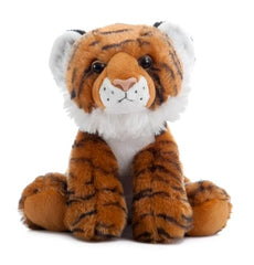 The Petting Zoo tiger plush close-up, soft fur for cozy bedtime stories.
