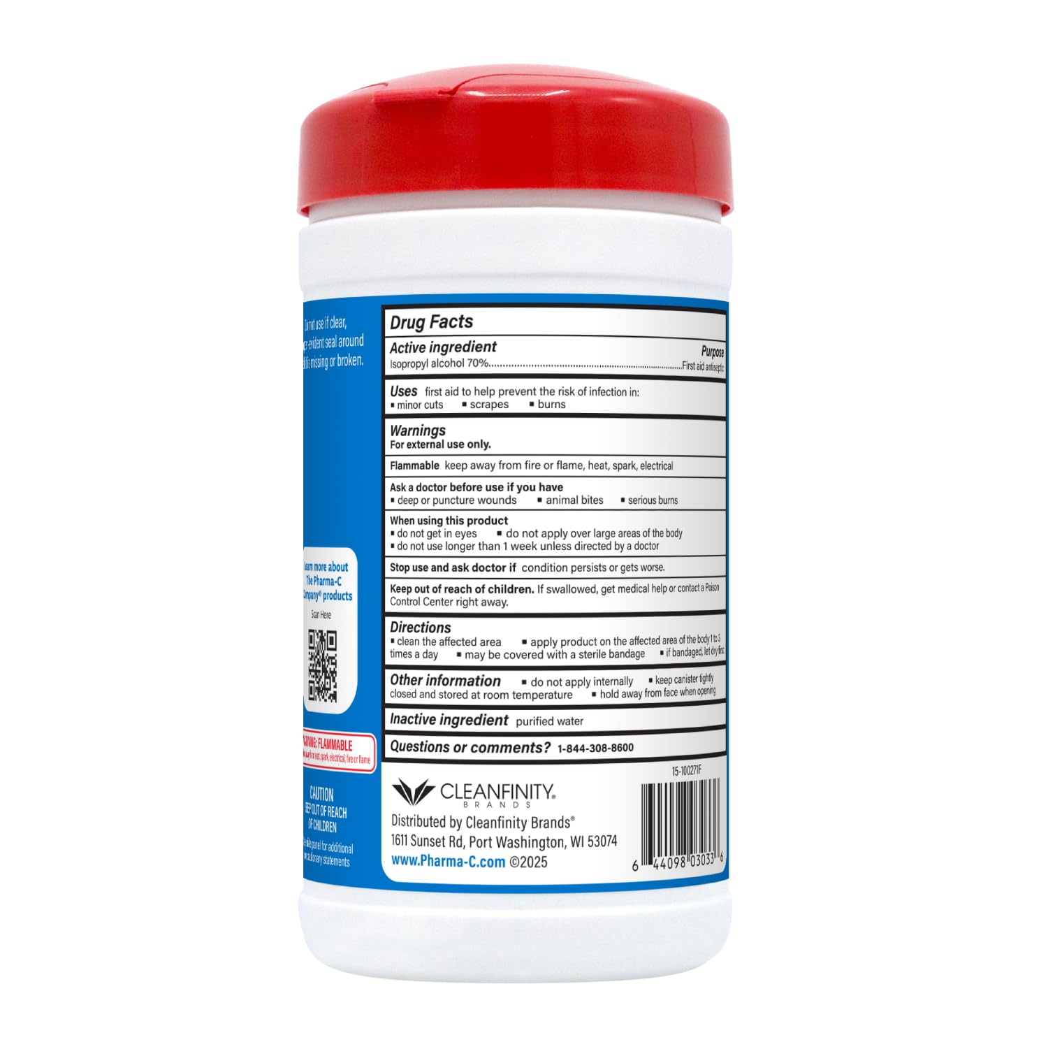 The Pharma-C Company moisture-lock lid maintains freshness after each use.