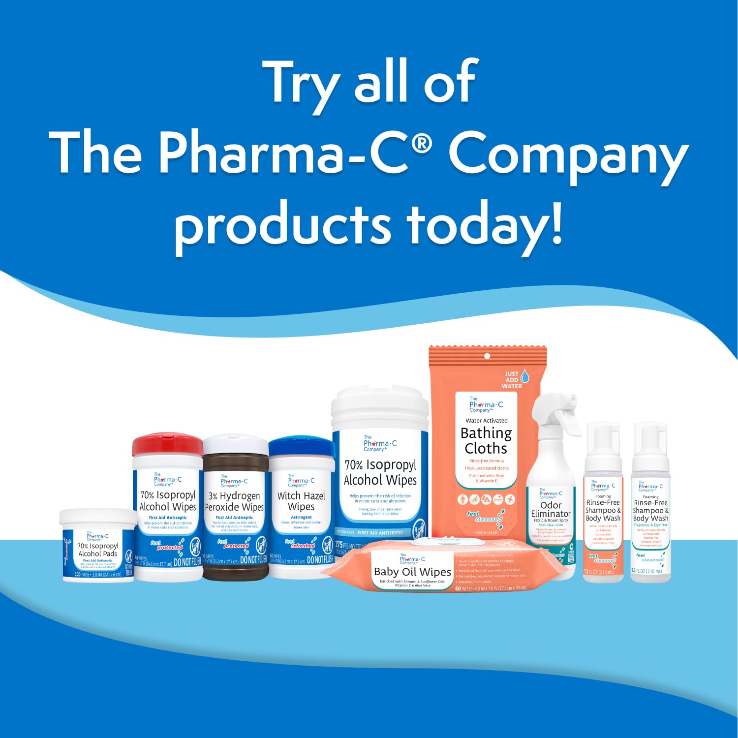The Pharma-C Company wipes in use, ideal for on-the-go minor wound cleaning