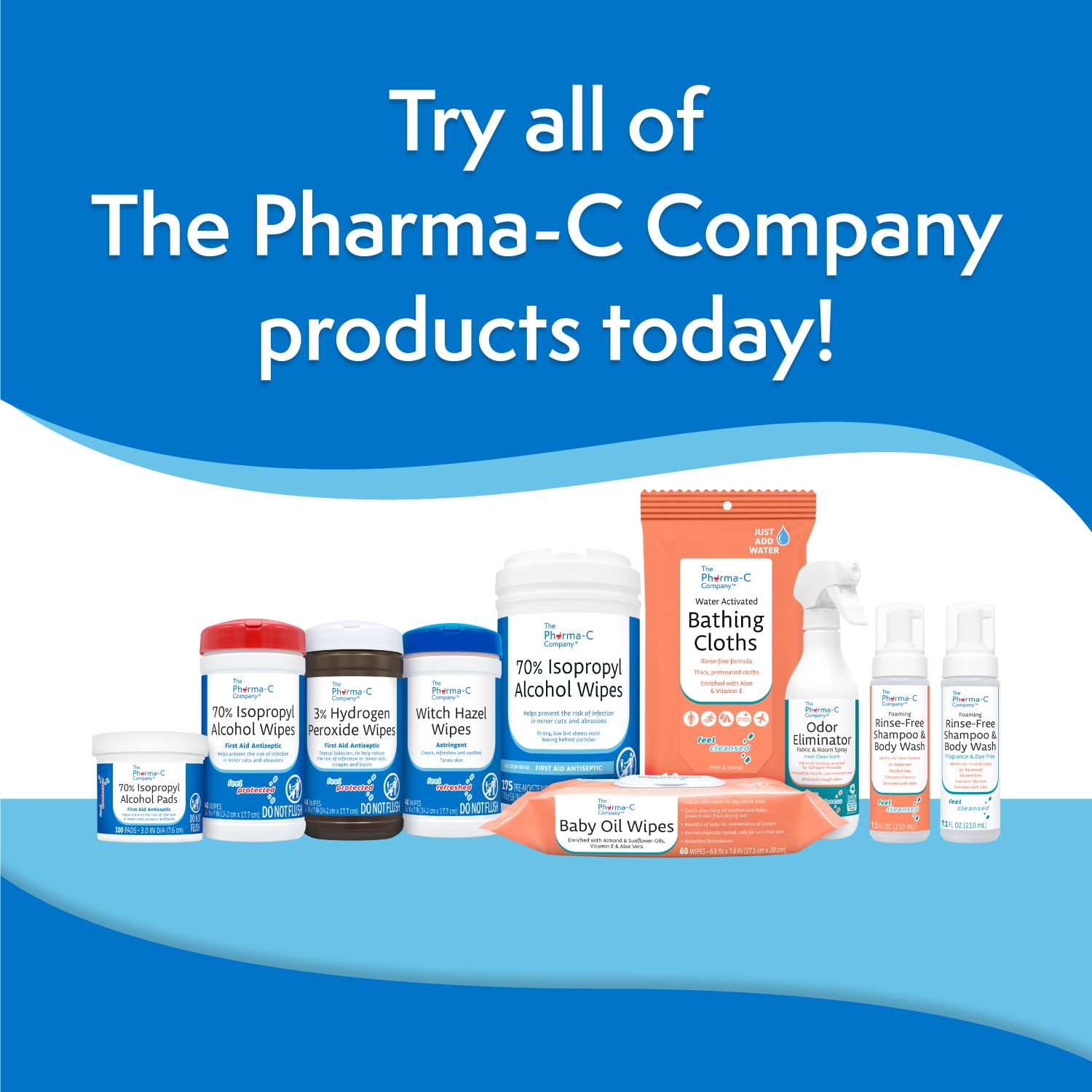 The Pharma-C Company wipes dispensed easily on the go.