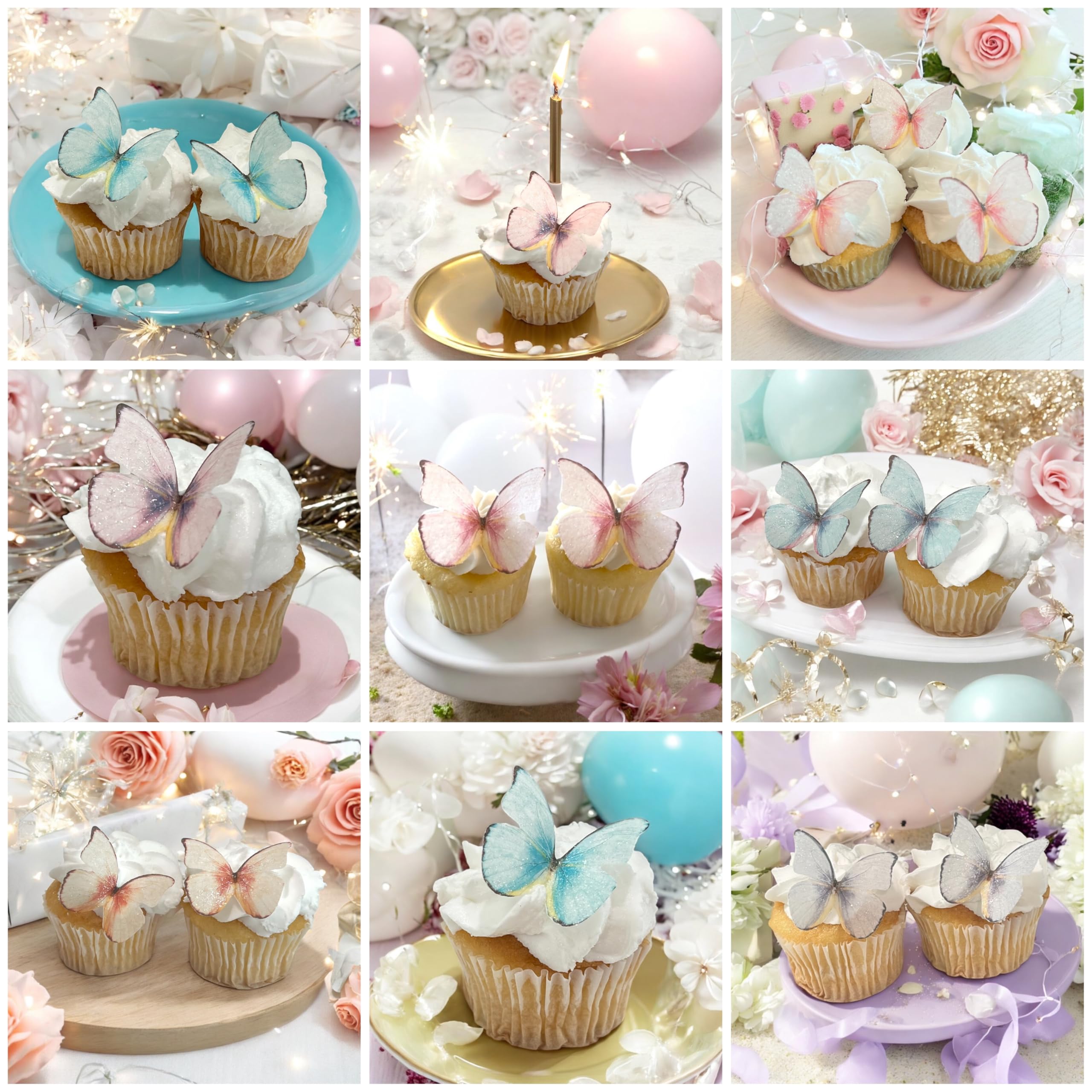 The Pretty Cake Shop 1.49 x 1.85 inch butterflies fit most dessert designs.