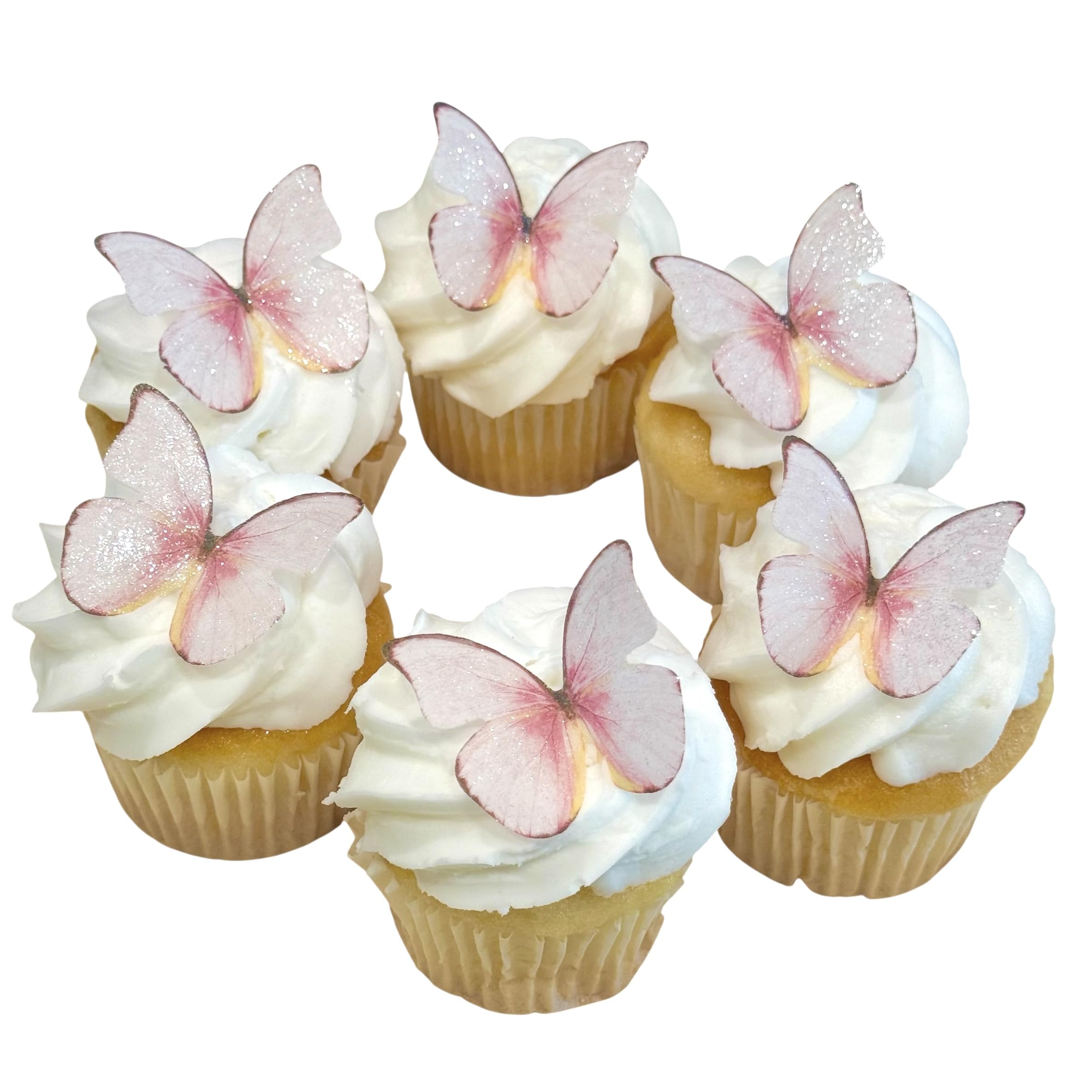 The Pretty Cake Shop edible butterflies wafers front view for elegant cake decoration.