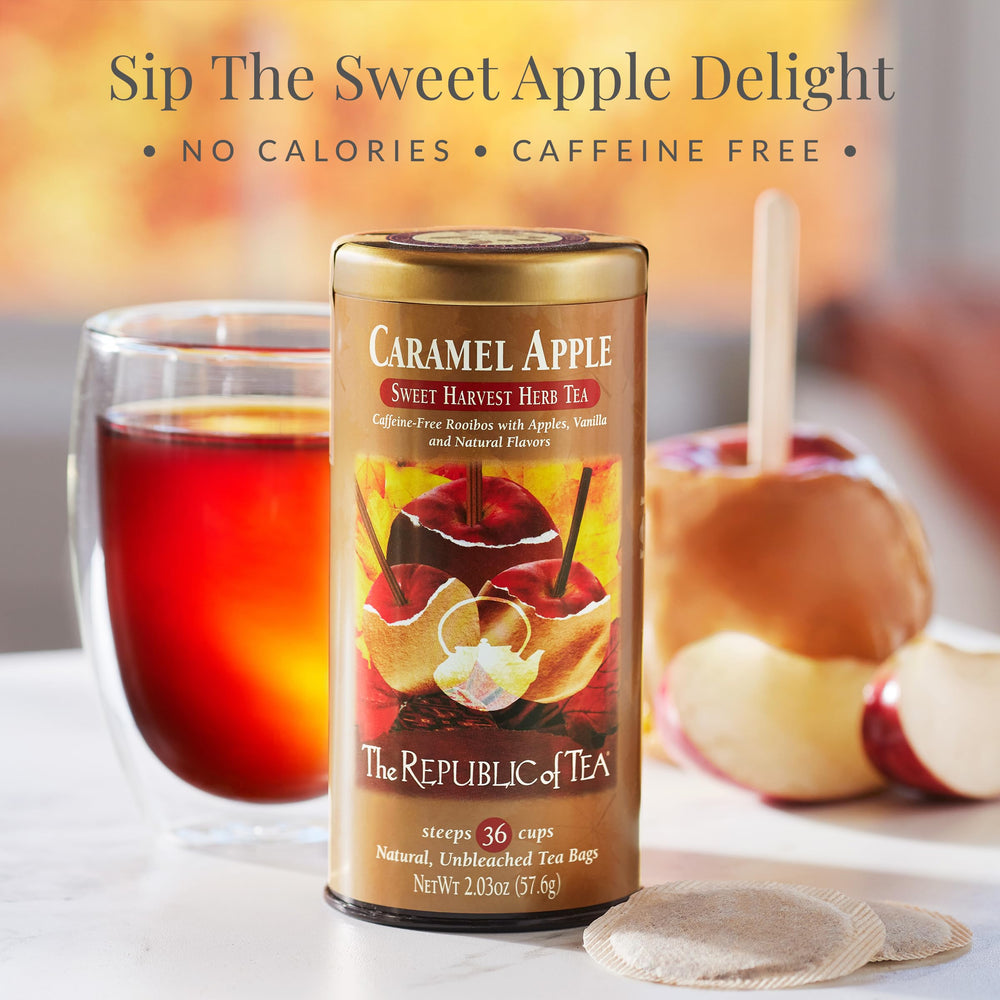 A warm cup of Caramel Apple Red Tea during a cozy afternoon