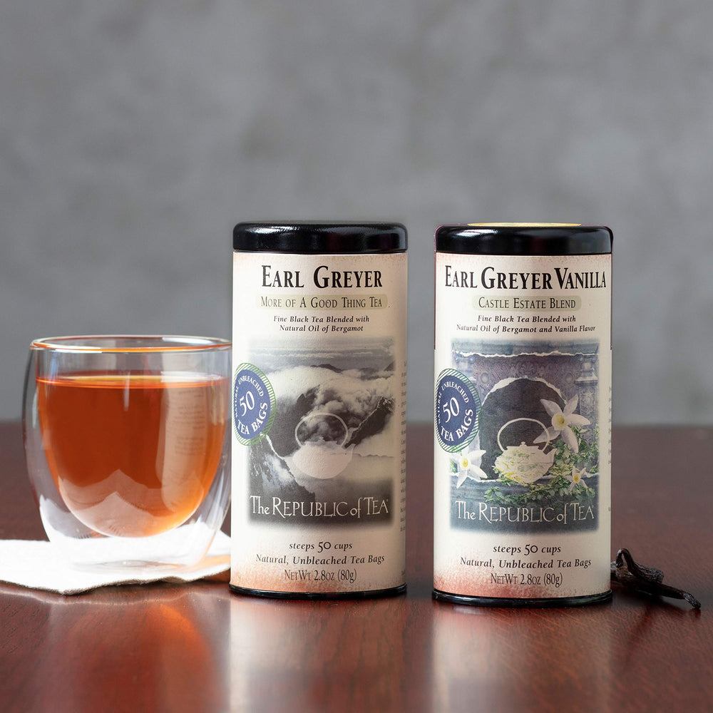 The Republic of Tea Earl Greyer Vanilla aroma bottle showcases vanilla fragrance.