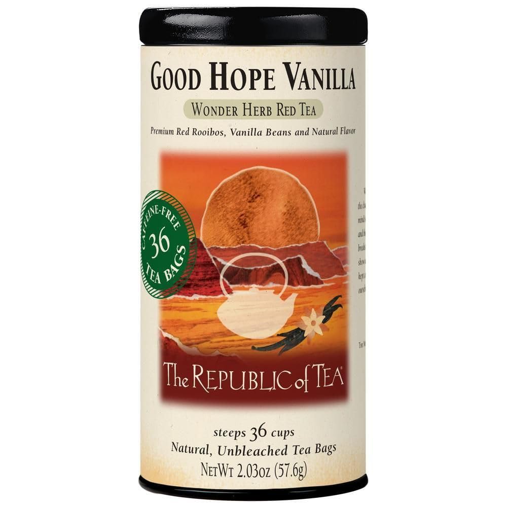 Good Hope Vanilla Red Tea bags show vanilla aroma and caffeine-free rooibos.