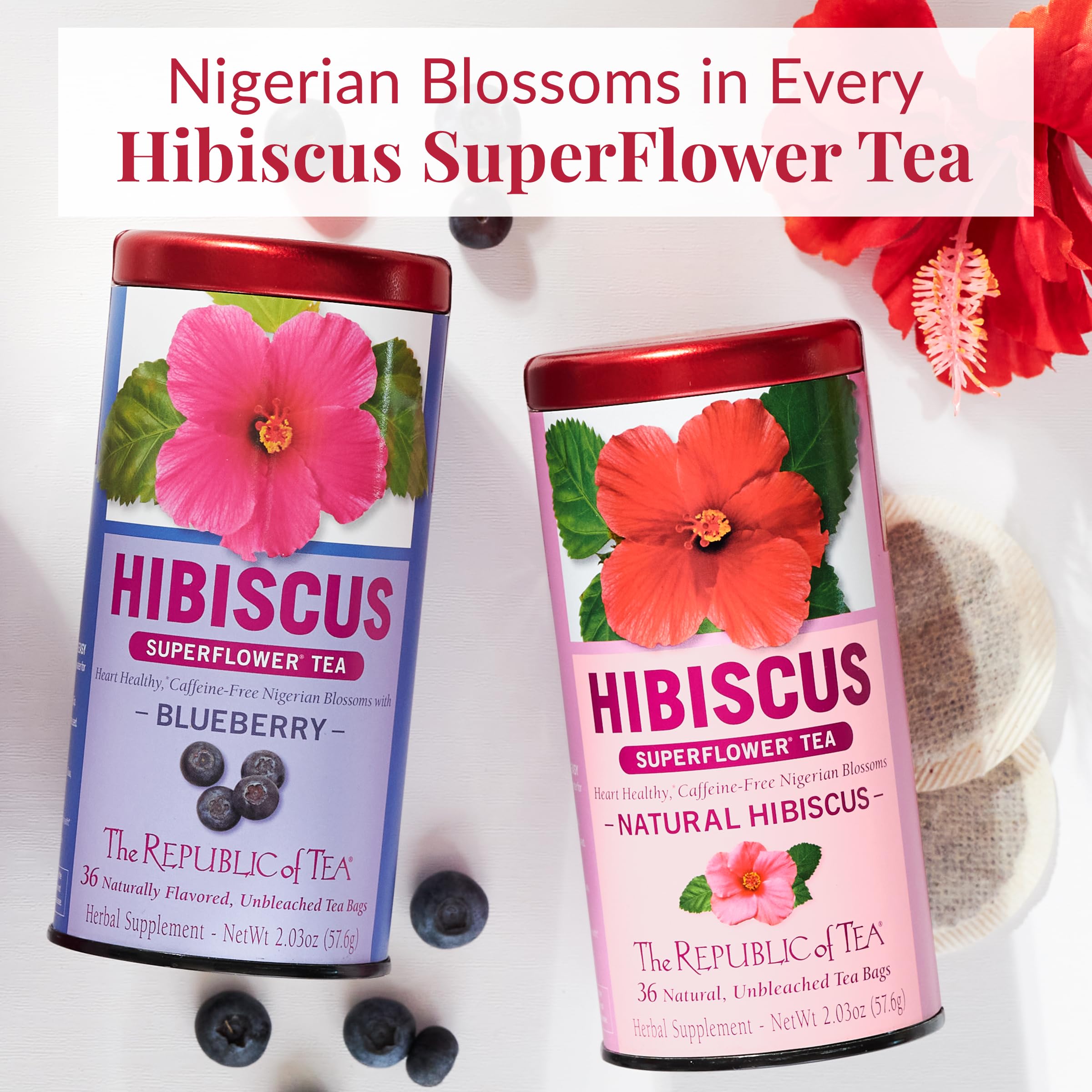 The Republic of Tea packaging shows gluten-free and sugar-free attributes