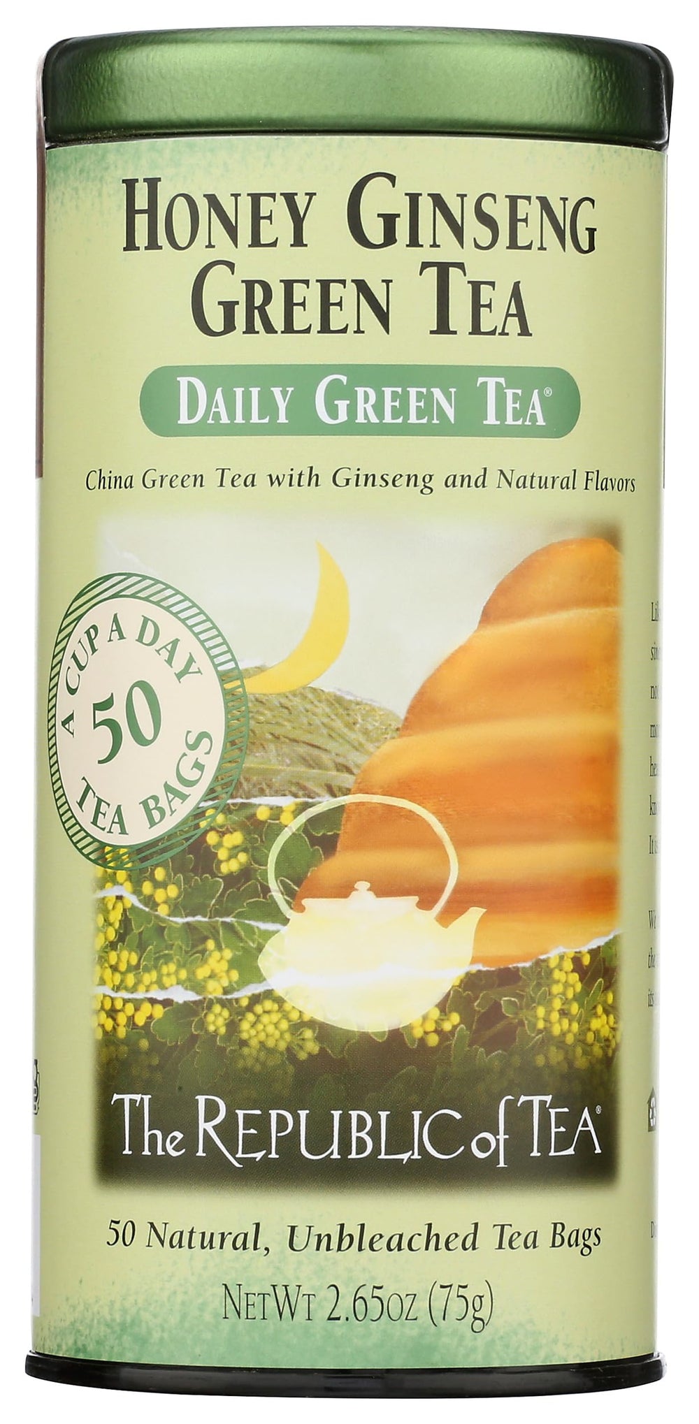 Honey drizzle over The Republic of Tea honey ginseng green tea brew.