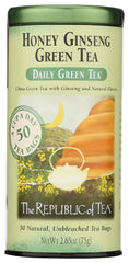 Honey drizzle over The Republic of Tea honey ginseng green tea brew.