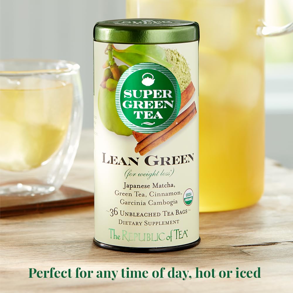 The Republic of Tea Lean Green organic certification label signals quality.