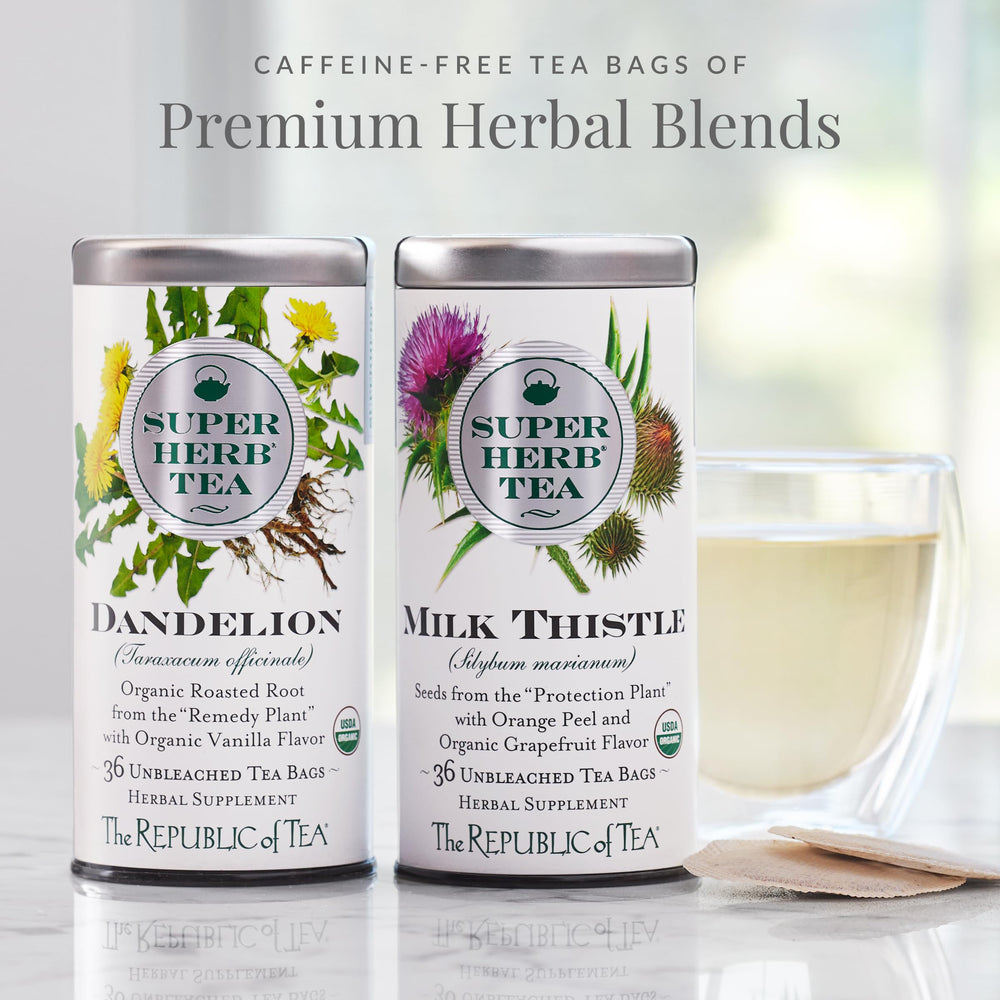 The Republic of Tea organic certifications badge signals quality and purity