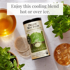 The Republic of Tea Mint Fields iced cup for cooling refreshment.