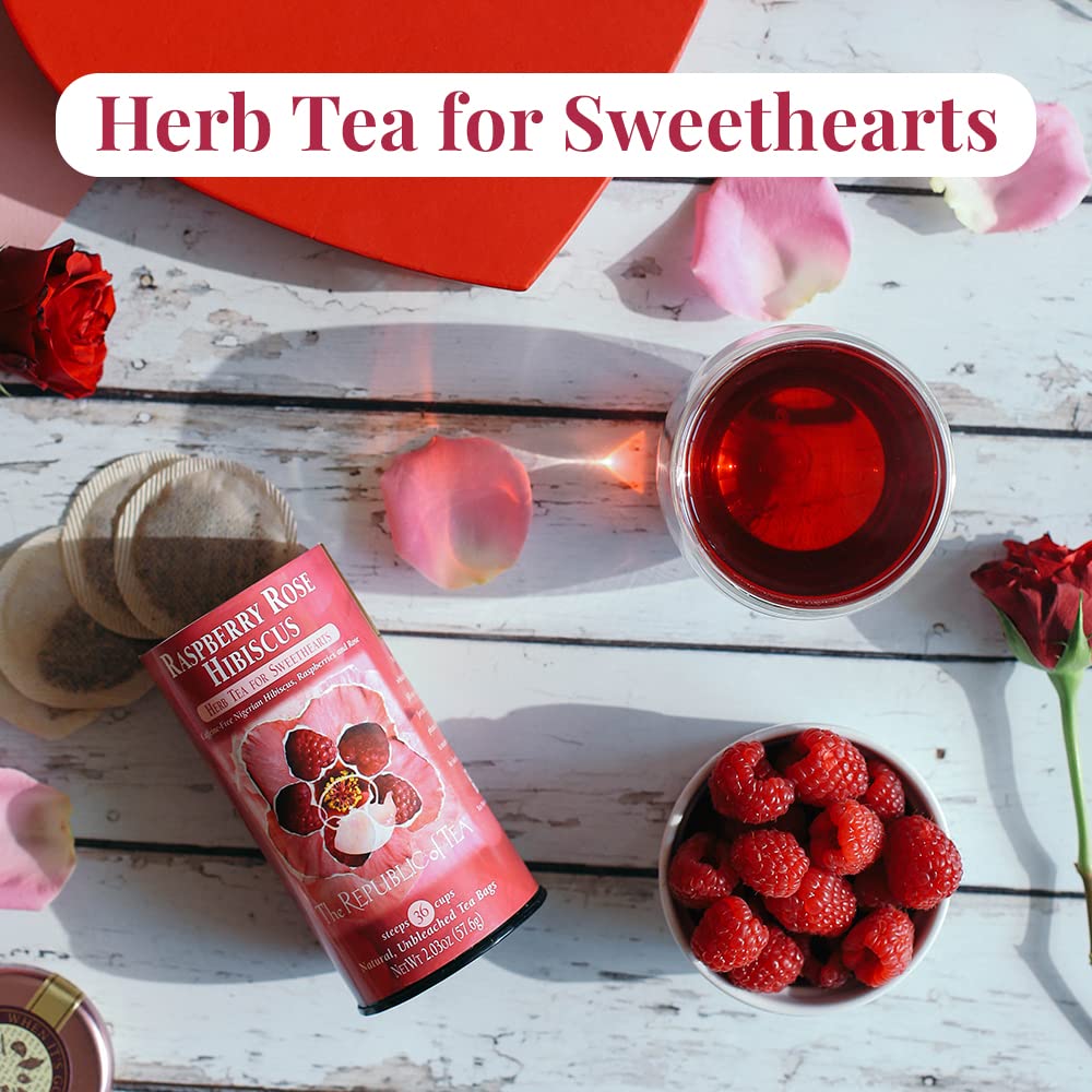 Hot or iced Raspberry Rose Hibiscus offers versatile serving.