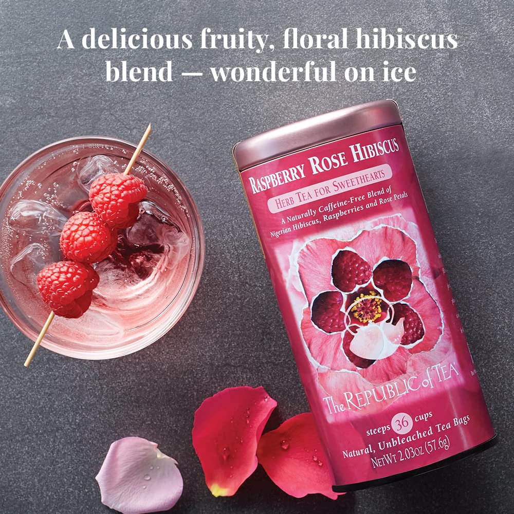 Close-up of hibiscus, rose hips, and petals in the blend.