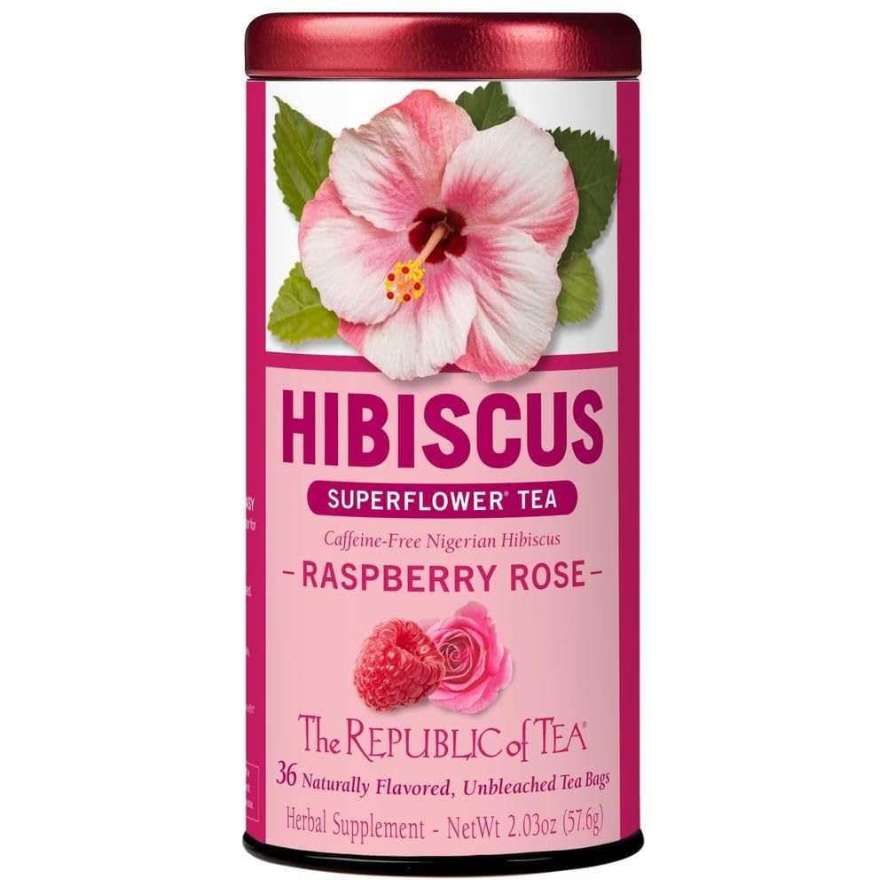 Raspberry Rose Hibiscus tea tin by The Republic of Tea for everyday use.