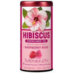 Raspberry Rose Hibiscus tea tin by The Republic of Tea for everyday use.