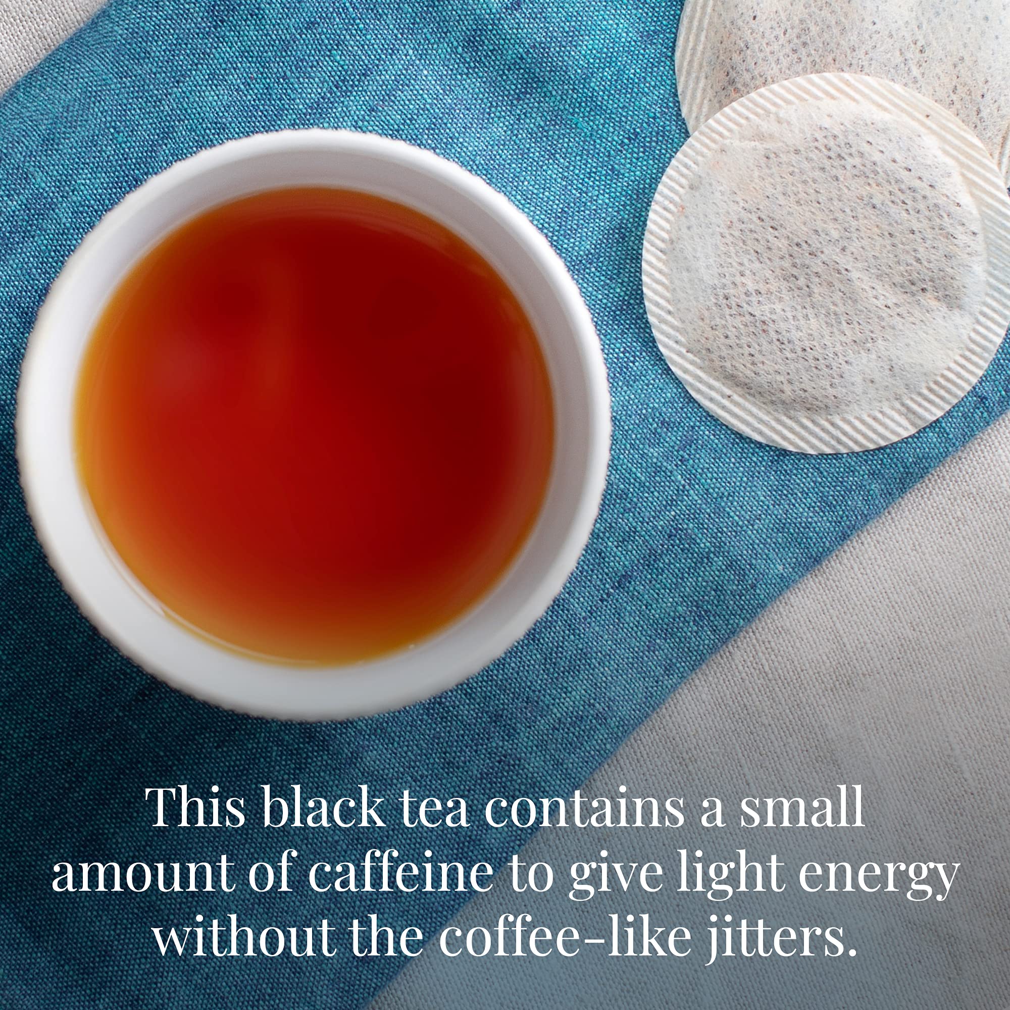 The Republic of Tea Wild Blueberry label closeup highlights natural flavors
