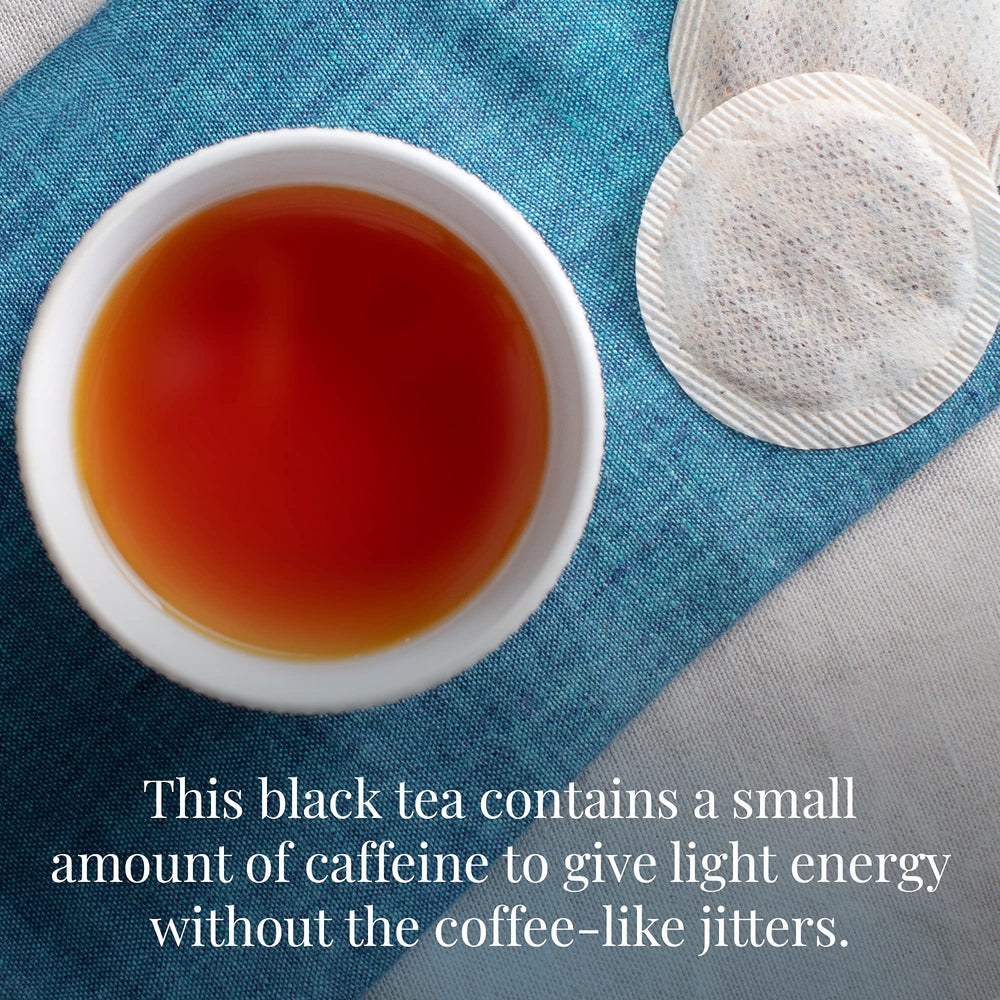 The Republic of Tea Wild Blueberry label closeup highlights natural flavors