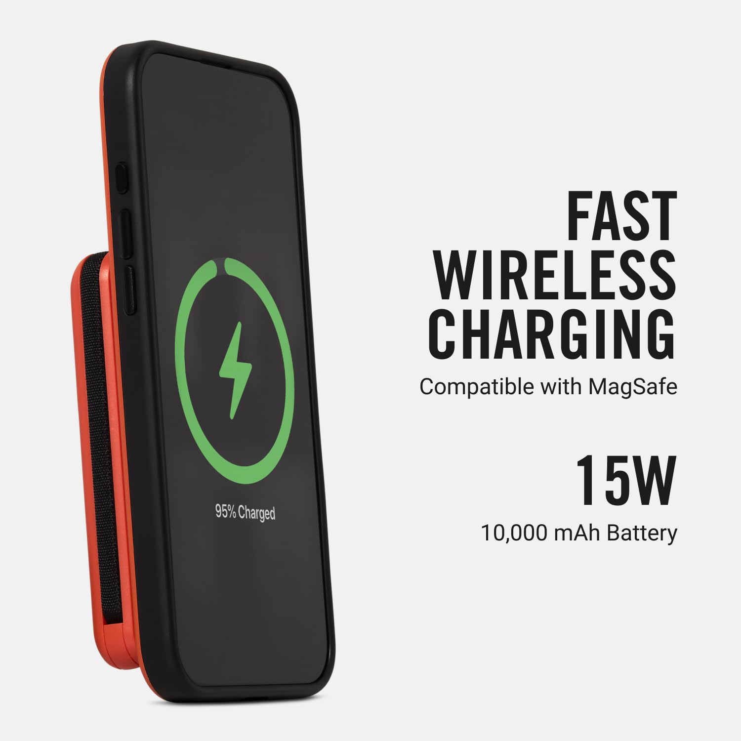 The Ridge Magnetic Power Bank built-in cable side view enables convenient integrated charging.