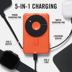 The Ridge Magnetic Power Bank wireless charging panel supports wireless recharges anywhere.