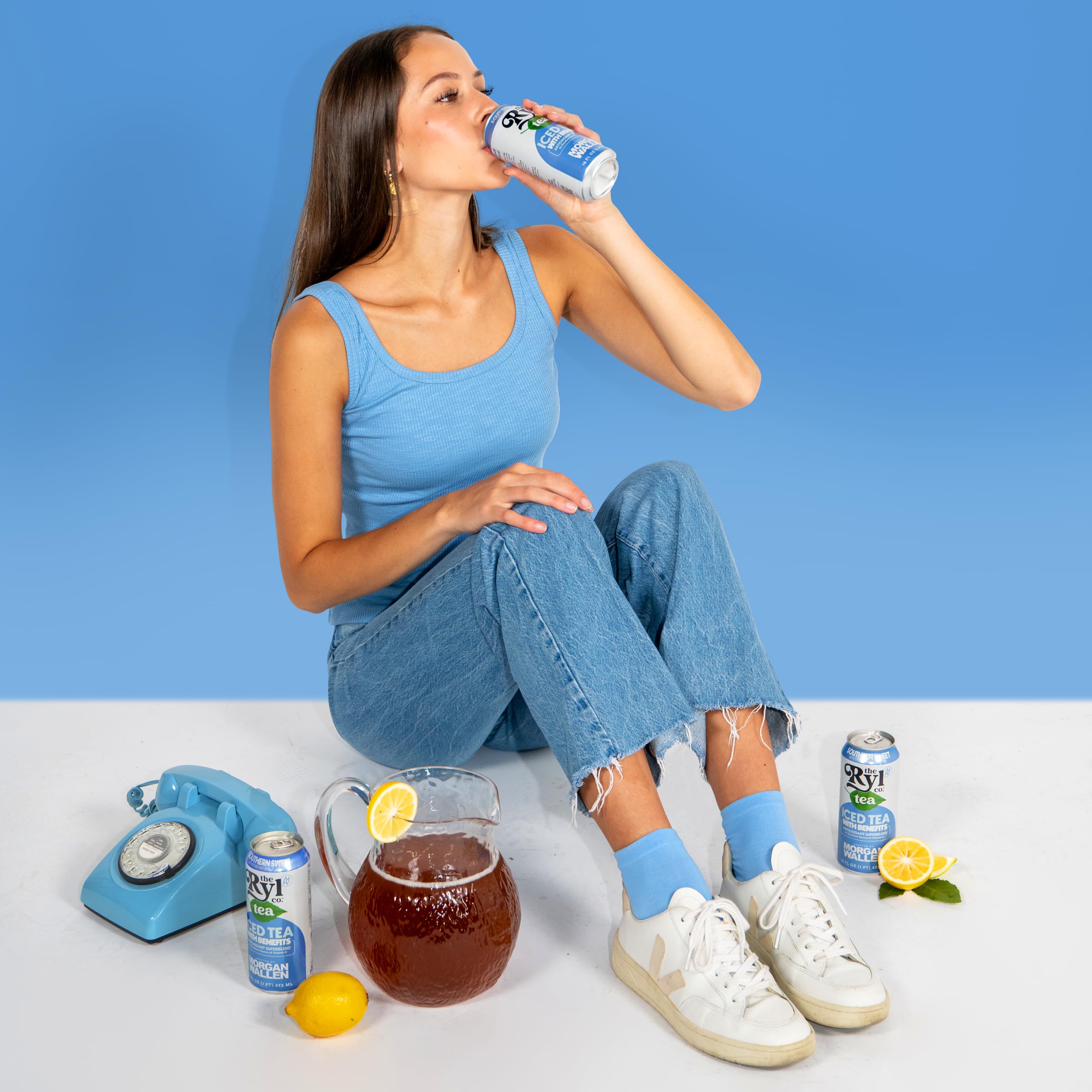 Pour The Ryl Co Ryl Iced Tea into a glass for a crisp refreshment