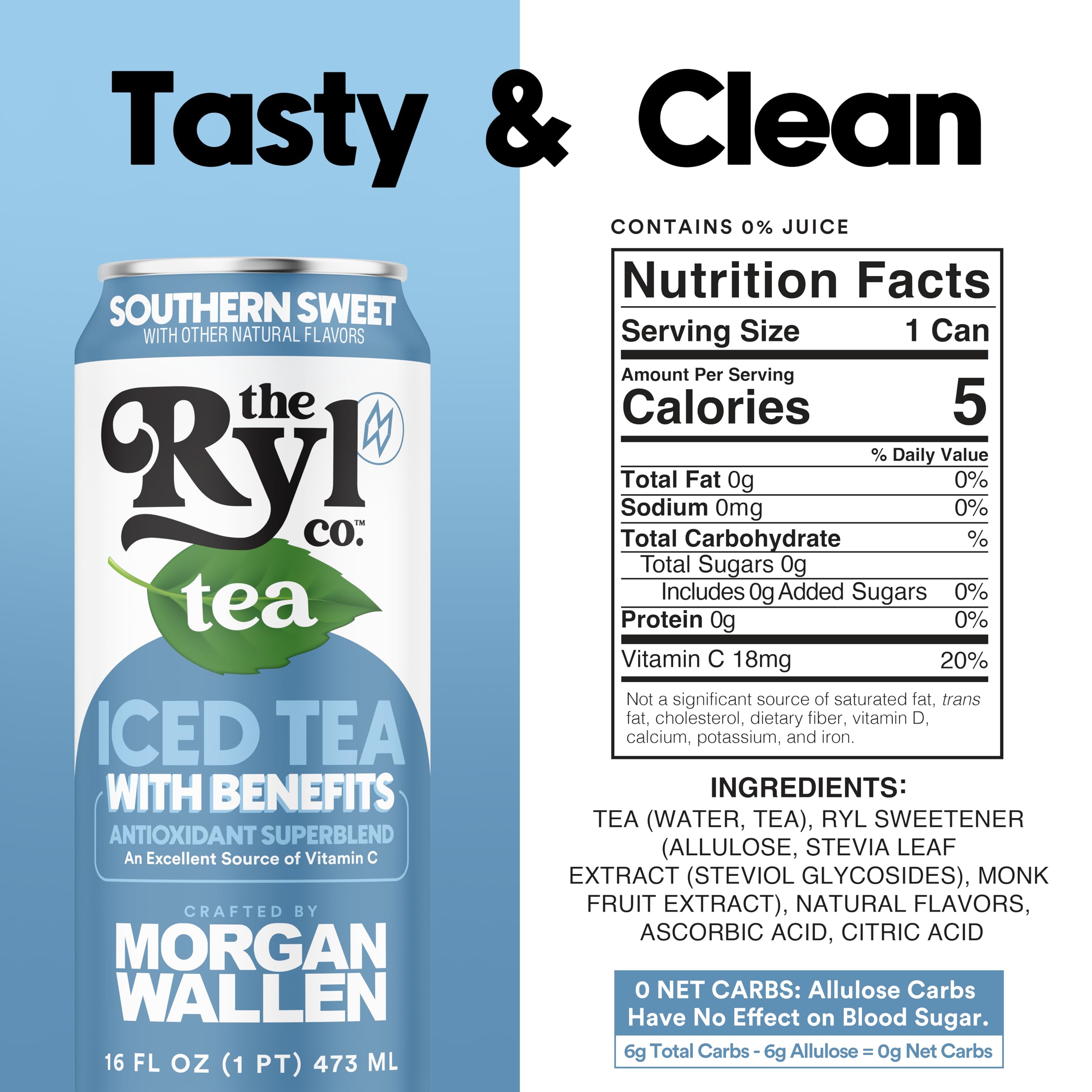 The Ryl Co Ryl Iced Tea can side view with bold flavor label