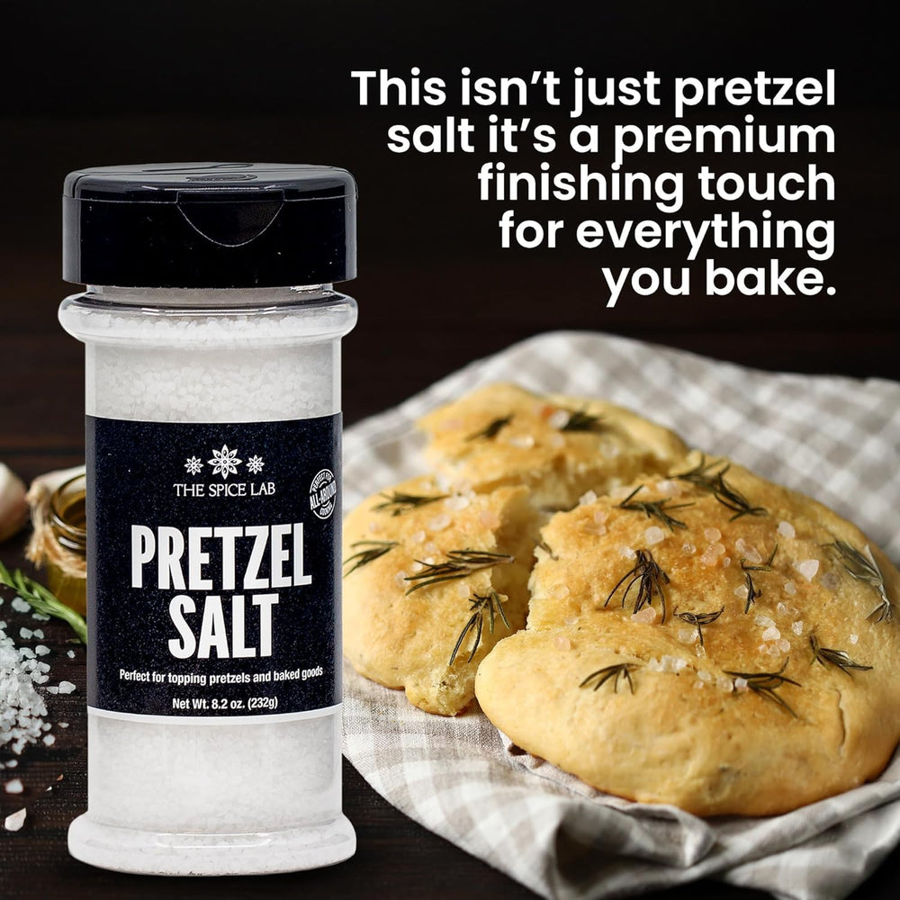 The Spice Lab salt poured over pretzels for a non-melting finish.