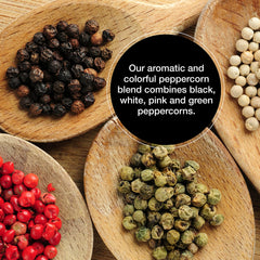 The Spice Lab Rainbow Peppercorns for grinder add color and depth to dishes.