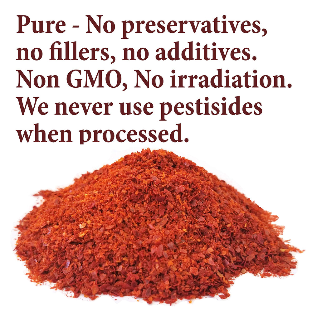 Close-up of The Spice Way Aleppo Pepper Flakes showing vibrant red color